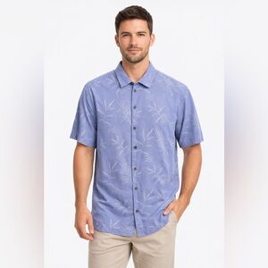 Tommy Bahama 100% Silk Tropical Shirt Medium Blue